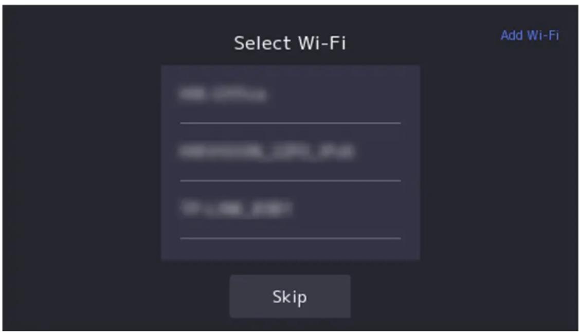 Select Wi-Fi Add Wi-Fi Skip