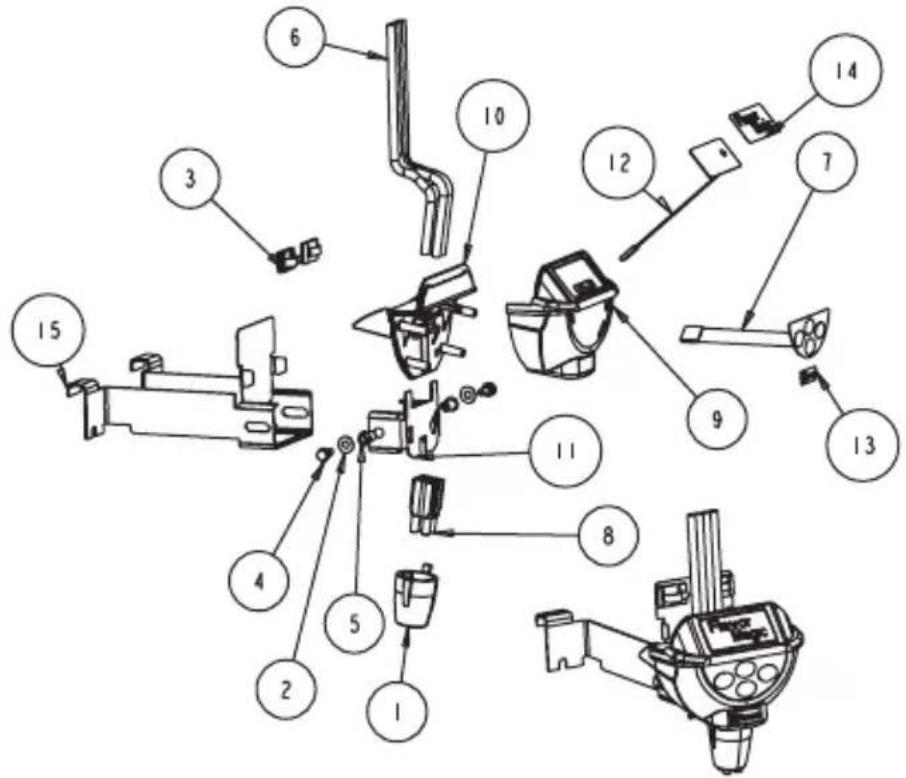 Exploded view diagram of a vehicle's internal components with numbered parts for identification
