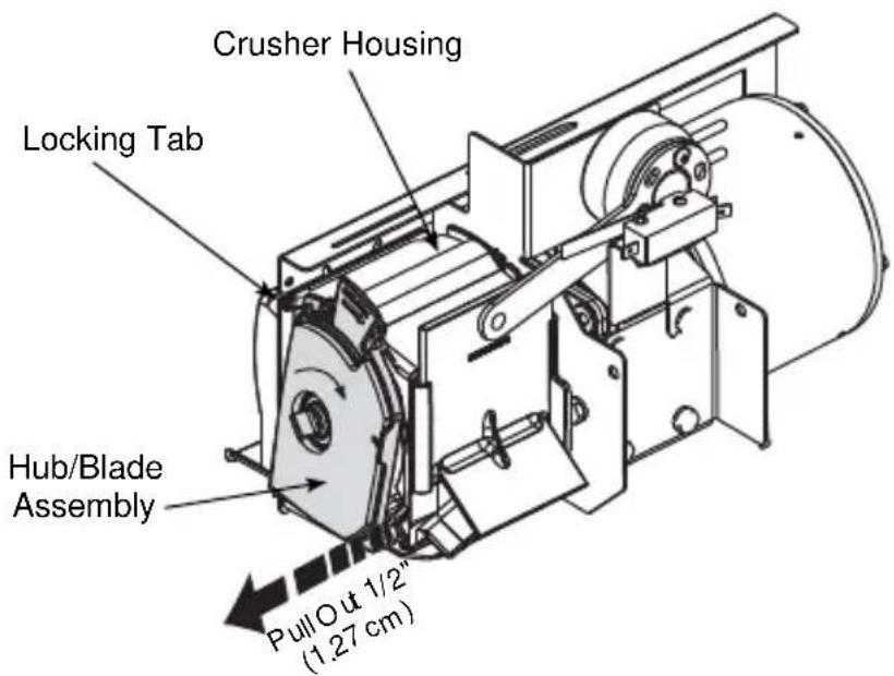 Crusher Housing Locking Tab Hub/Blade Assembly Pull Out 1/2" (1.27 cm)