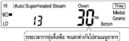 HI [Auto] Superheated Steam MED■ 13 Oven 30 min Tray LO Bottom Metal Ceramic ระยะเวลาการอุ่นที่เหลือ: จะแตกต่างกันไปตามเมนูอาหาร