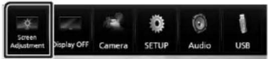 Screen Adjustment Display OFF Camera SETUP Audio USB