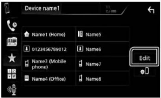 Device name1 Name1 (Home) Name5 0123456789012 Name6 Name3 (Mobile phone) Name7 Name4 (Office) Name8 Edit