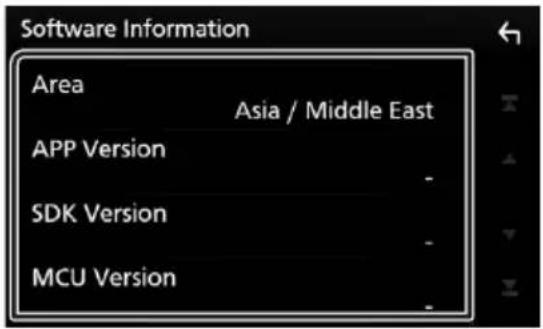 Software Information Area Asia / Middle East APP Version - SDK Version - MCU Version