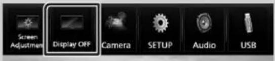 Screen Adjustment Display OFF Camera SETUP Audio USB
