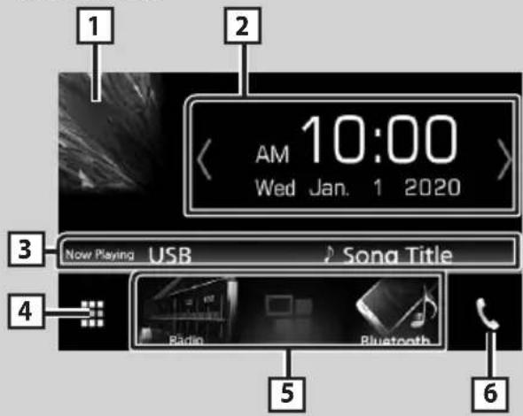 1 2 10:00 Wed Jan. 1 2020 3 Now Playing USB Song Title 4 Rardin Bluetooth 5 6