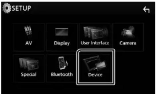 SETUP AV Display User Interface Camera Special Bluetooth Device