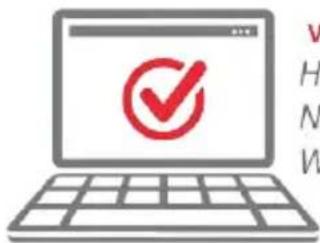 Icon of a laptop displaying a checkmark on screen, accompanied by partial text 'V', 'H', 'N', 'W' visible on the right.