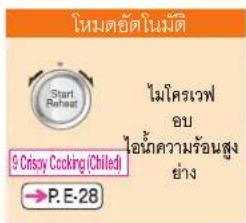 9 Crispy Cooking (Chilled) →P.E-28 ไม่โครเวฟ อบ ไอน้ําความร้อนสูง ย่าง