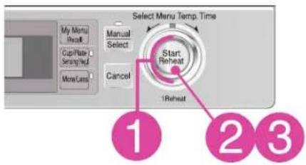 Select Menu Temp. Time Manual Select Start Reheat 1Reheat ① ② ③