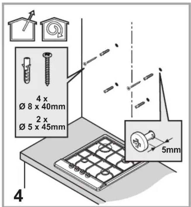 4 x Ø 8 x 40mm 2 x Ø 5 x 45mm 5mm 4