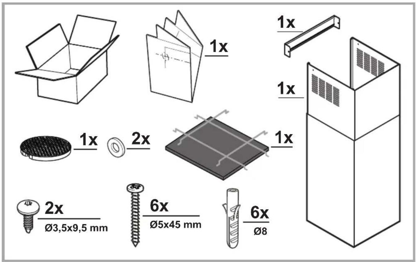 1x 1x 1x 1x 2x 2x 2x 6x Ø3,5x9,5 mm Ø5x45 mm Ø8 6x Ø8