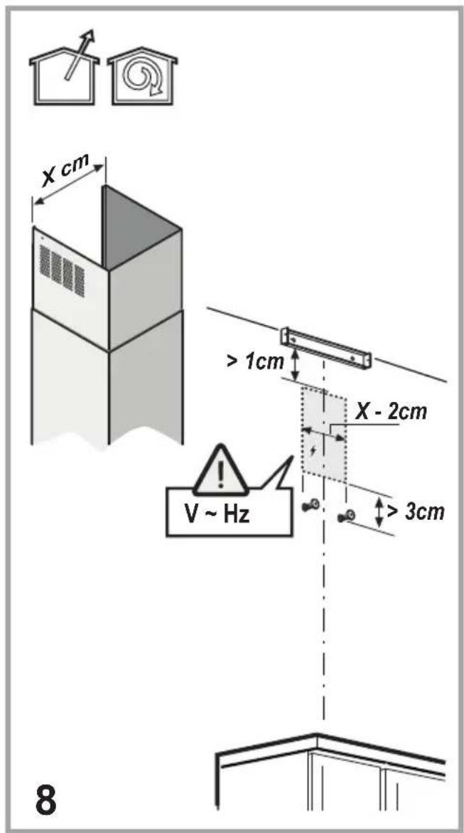 X cm > 1cm X - 2cm V ~ Hz > 3cm 8