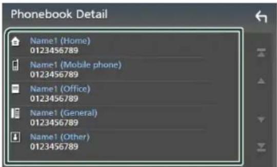 Phonebook Detail Name1 (Home) 0123456789 Name1 (Mobile phone) 0123456789 Name1 (Office) 0123456789 Name1 (General) 0123456789 Name1 (Other) 0123456789
