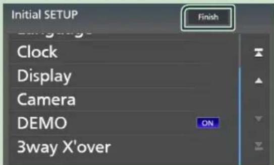 Initial SETUP Clock Display Camera DEMO 3way X'over Finish