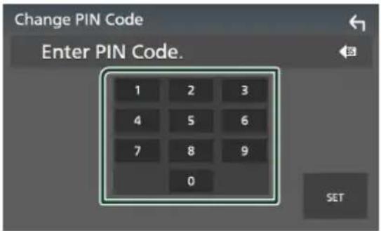 Change PIN Code Enter PIN Code. 1 2 3 4 5 6 7 8 9 0 SET
