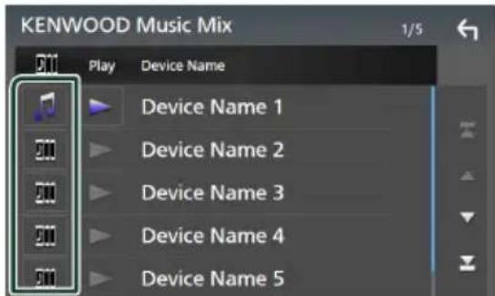 KENWOOD Music Mix Play Device Name Device Name 1 Device Name 2 Device Name 3 Device Name 4 Device Name 5