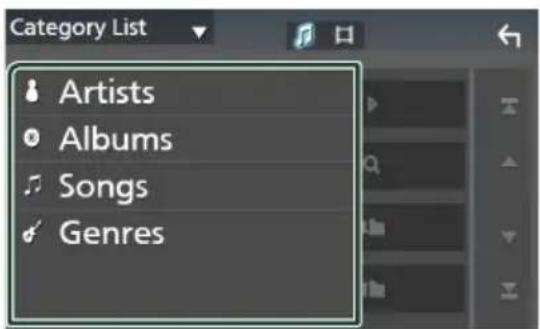 Category List Artists Albums Songs Genres