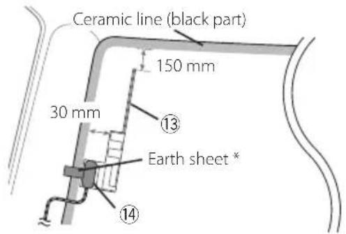 Ceramic line (black part) 150 mm 30 mm 13 Earth sheet * 14
