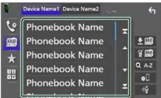 Device Name1 Device Name2 Phonebook Name Phonebook Name Phonebook Name Phonebook Name Phonebook Name