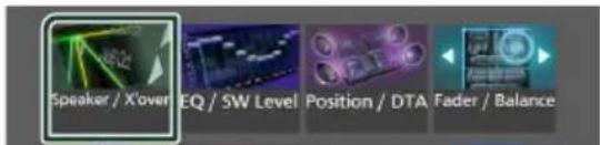 Speaker / X'over EQ / SW Level Position / DTA Fader / Balance