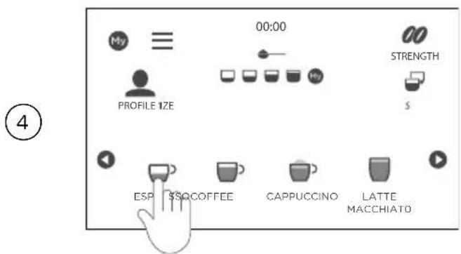 My ≡ 00:00 STRENGTH PROFILE SIZE $ ESP SSOCOFFEE CAPPUCCINO LATTE MACCHIATO ④