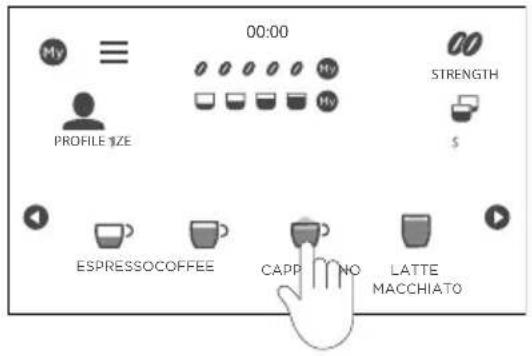 My ≡ 00:00 Profile SIZE Hy HY STRENGTH $ ESPRESSOCOFFEE CAPP NO LATTE MACCHIATO
