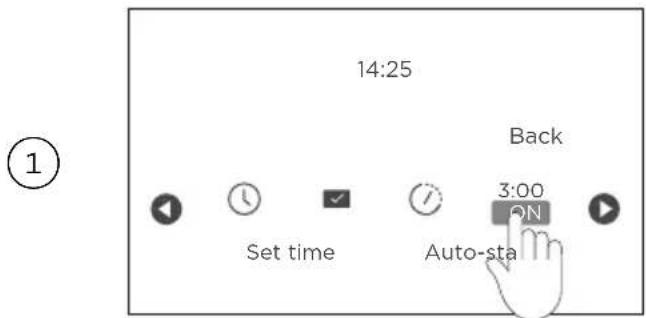 14:25 Back Set time Auto-sta 3:00 ON