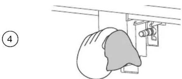 Diagram of a medical procedure showing a gauze and mechanical device (no text or labels)