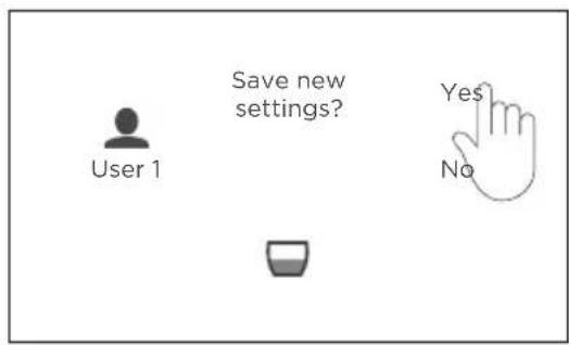 Save new settings? User 1 Yes No