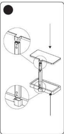 Technical diagram showing mechanical assembly with labeled components and directional arrows indicating motion or assembly.