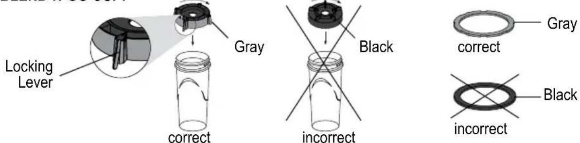 Locking Lever Gray correct incorrect Black correct Gray incorrect Black