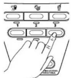Diagram showing a hand interacting with a device panel, labeled with icons and text indicating 'MILKON' and 'TAKA'