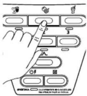 Diagram of a car interior control panel with labeled buttons and a hand pointing to the bottom panel.