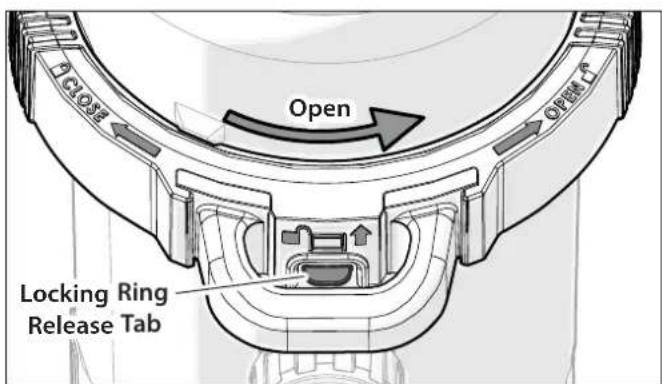 Open Locking Ring Release Tab