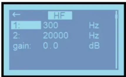← HF 1: 300 Hz 2: 20000 Hz gain: 0.0 dB