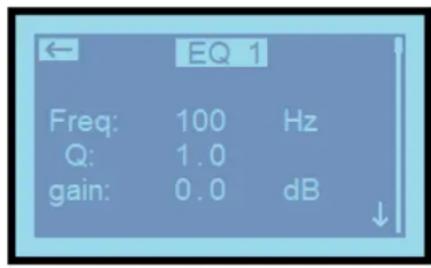 EQ 1 Freq: 100 Hz Q: 1.0 gain: 0.0 dB