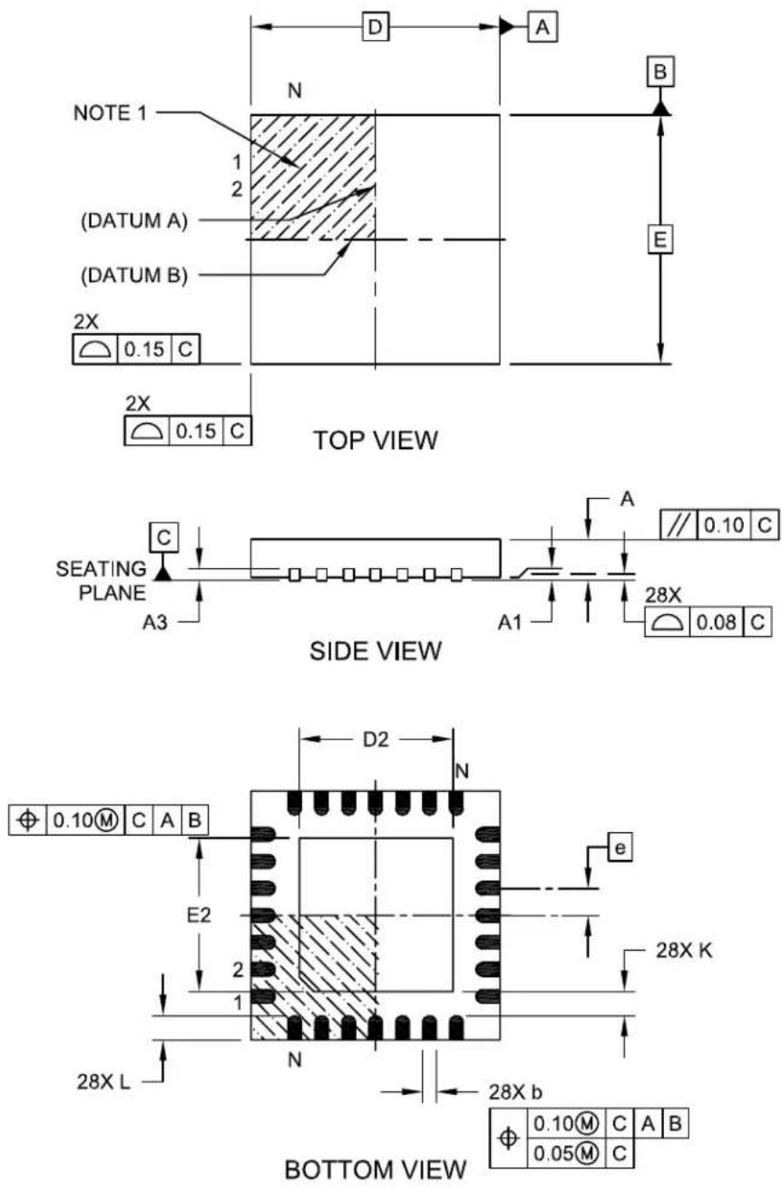 Microchip PIC32MM0064GPL036 - 28-Lead Plastic Quad Flat, No Lead Package (ML) - 6x6 mm Body [QFN] With 0.55 mm Terminal Length - 1