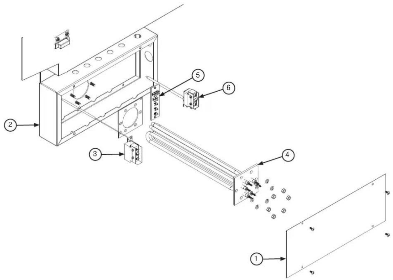 Technical diagram of an appliance assembly with numbered components for identification