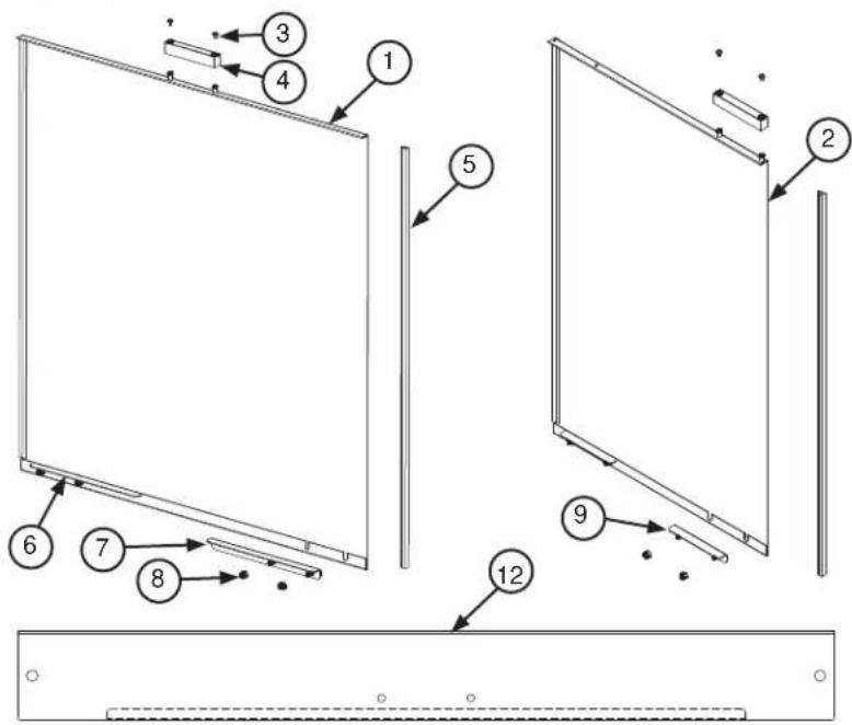 Technical diagram showing labeled components of a device panel assembly with numbered parts