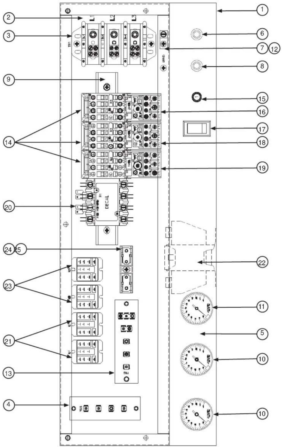 4 13 21 23 24 25 20 14 9 3 2 T85 R4 L1 L2 L3 DECAL 2HΩ 2HΩ GRND 10 10 5 11 22 19 18 17 16 15 8 7 6 1