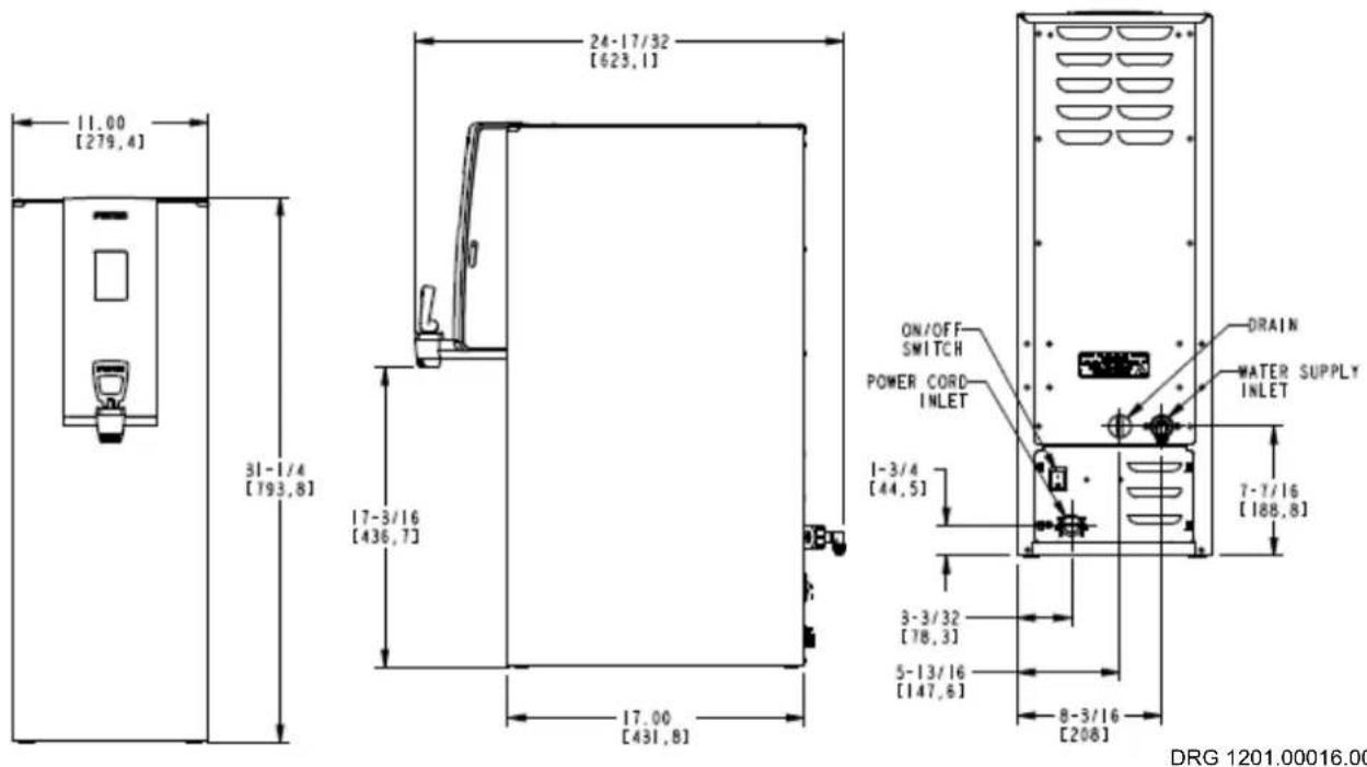 Fetco HWB-2105 - Dimensions & Utility Connections - 2