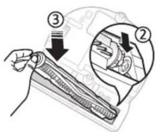 Diagram showing a hand holding a device with labeled parts, including a zoomed-in inset of the component.