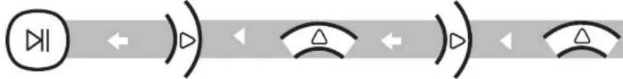Diagram showing directional arrows and symbols including a double arrow, left-pointing triangle, inverted triangle, and curved lines with triangles.