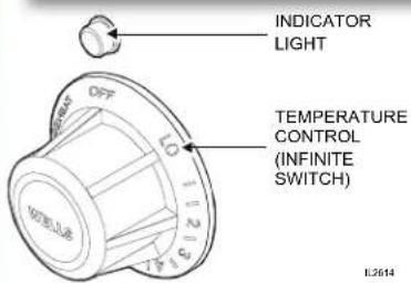 INDICATOR LIGHT TEMPERATURE CONTROL (INFINITE SWITCH) OFF 123 4L 123 MELUS IL2614