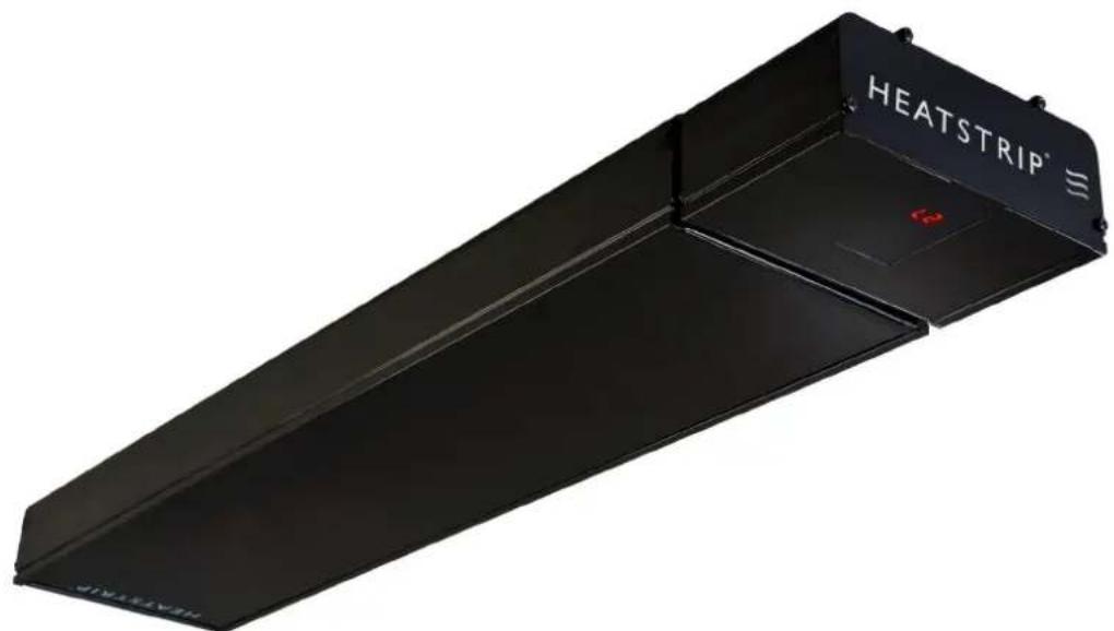Black rectangular electronic device labeled 'HEATSTRIP' with a red indicator light at the bottom (no additional text or symbols visible)