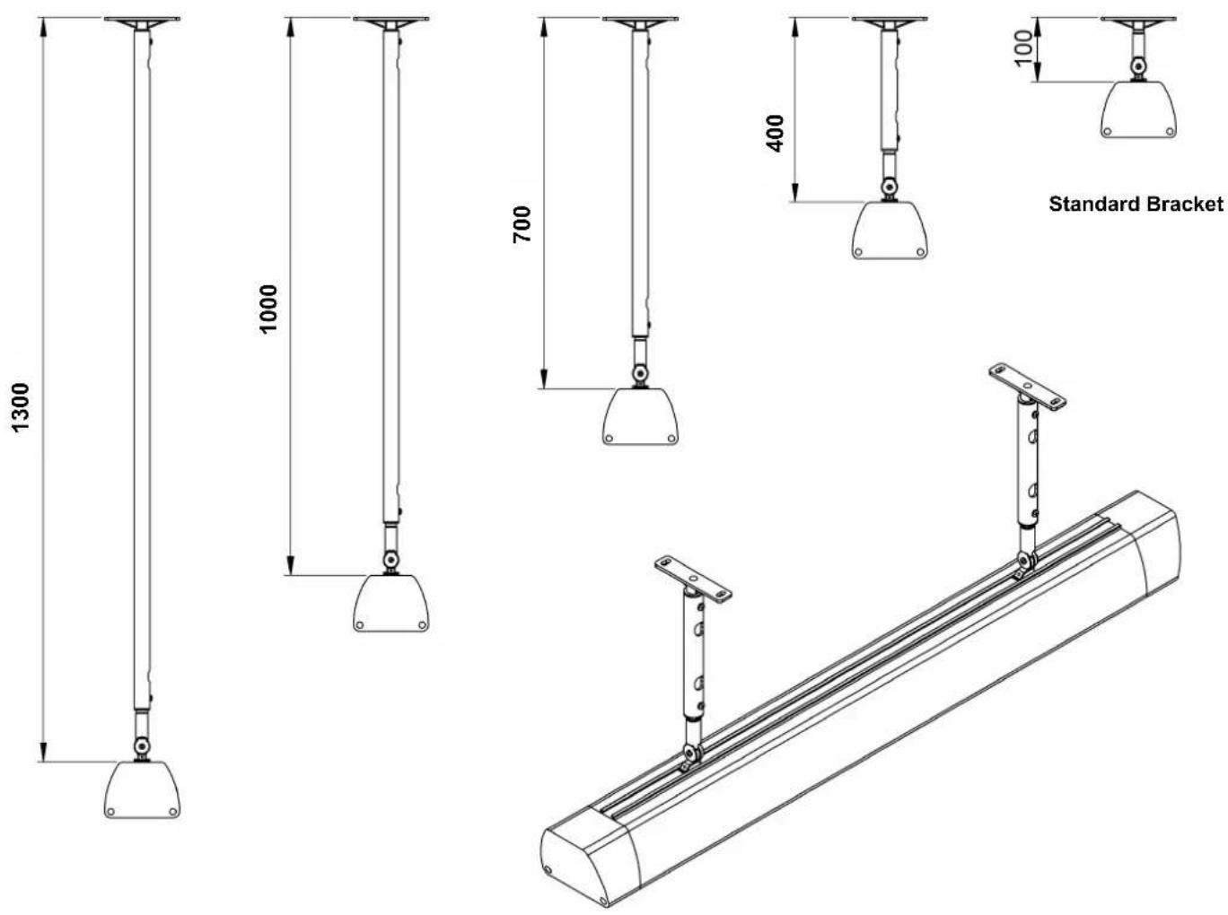 Heatstrip Intense THB2200BA - Extension Mount Bracket - 1