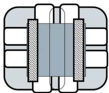 Pure mechanical cross-section diagram without any text, numbers, or symbols