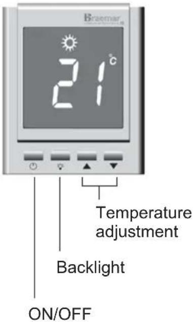 Braemar 21°C Temperature adjustment Backlight ON/OFF