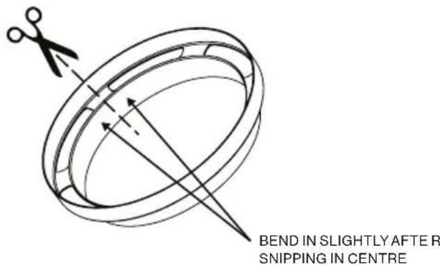 BEND IN SLIGHTLY AFTER R SNIPPING IN CENTRE