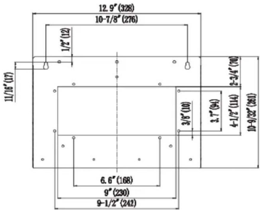 12.9" (328) 10-7/8" (276) 1/2" (12) 11/16" (17) 2-3/4" (70) 3/6" (10) 3.7" (94) 4-1/2" (114) 10-9/32" (261) 6.6" (168) 9" (230) 9-1/2" (242)